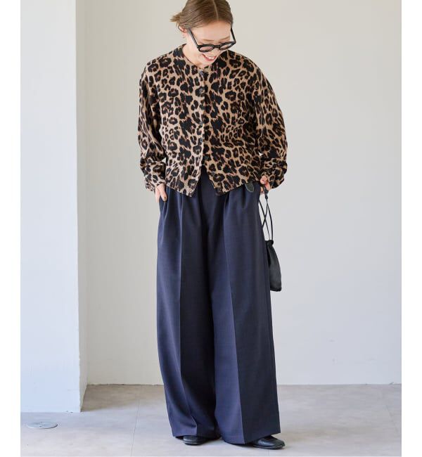 OUTDOOR PRODUCTS Usual Things「レオパード プリントクルーネックカーディガン」|ニット・セーター|