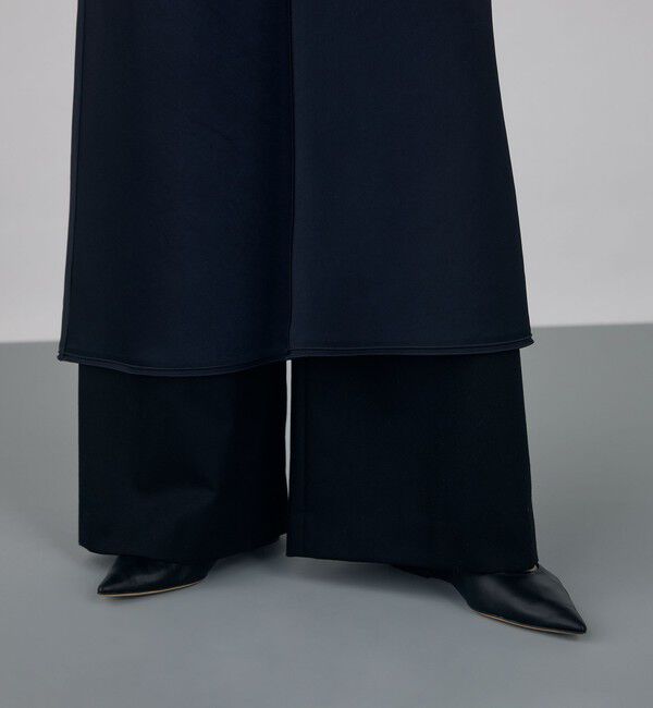 DES PRES「サテンジョーゼット クルーネックワンピース」|ワンピース|