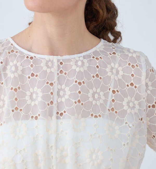 Ballsey「エンブロイダリーオーガンザ ウエストギャザーブラウス」|シャツ・ブラウス|