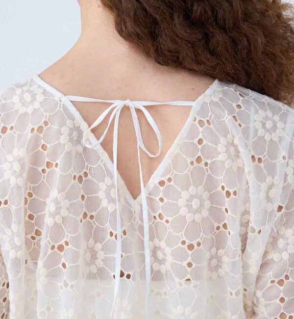 Ballsey「エンブロイダリーオーガンザ ウエストギャザーブラウス」|シャツ・ブラウス|