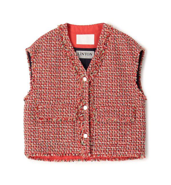 Ballsey「Acerola Vネックショートジレ」|ベスト・ジレ|36 レッド系