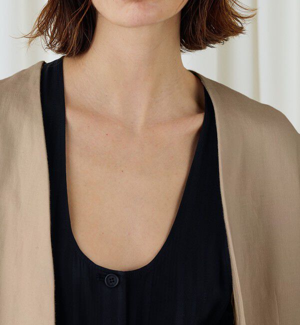 DES PRES「ファブリックコンビ Vカラージャケット」|ノーカラージャケット|