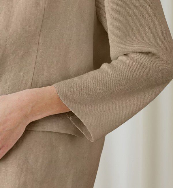 DES PRES「ファブリックコンビ Vカラージャケット」|ノーカラージャケット|