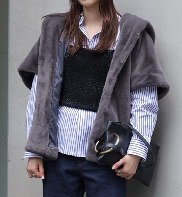 Ballsey「スムースファー フーディーポンチョ」|その他|17 ダークグレー