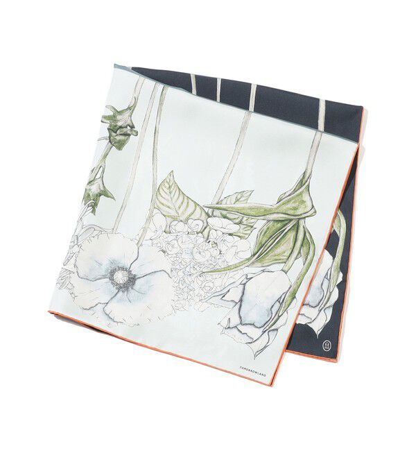 TOMORROWLAND GOODS「Atelier TOMORROWLAND DOUBLE FLOWER シルクスカーフ」|バンダナ・スカーフ|62 ライトブルー系