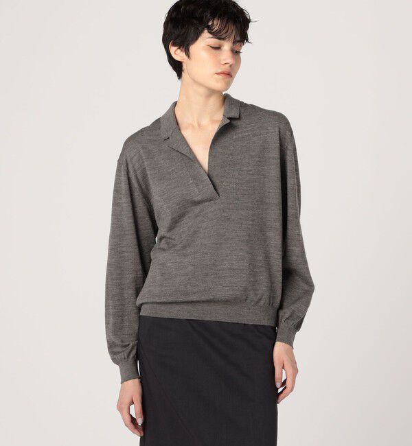 Ballsey「シルケットウール オープンカラープルオーバー」|ニット・セーター|