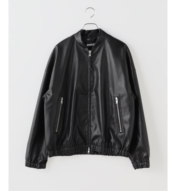 JOINT WORKS「フェイクレザー スタンドブルゾン /  FAUX LEATHER STAND BLOUSON」|ライダースジャケット|ブラック