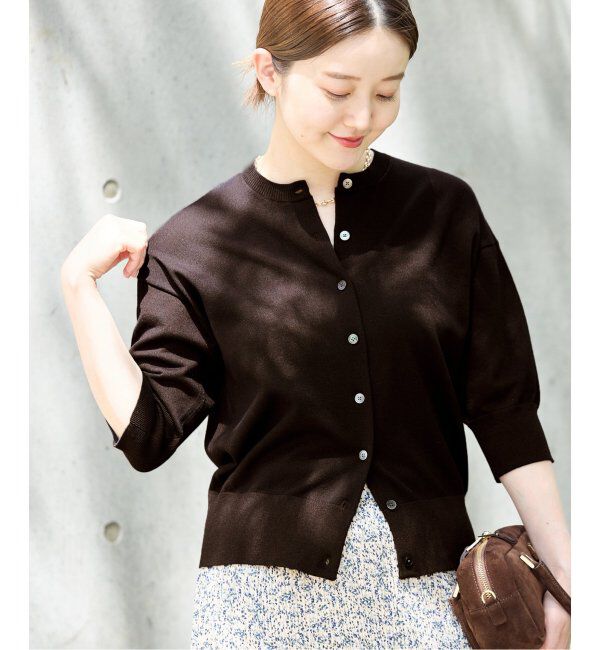 IENA「《追加2》LEVITAクルーカーディガン」|カーディガン|ブラウン