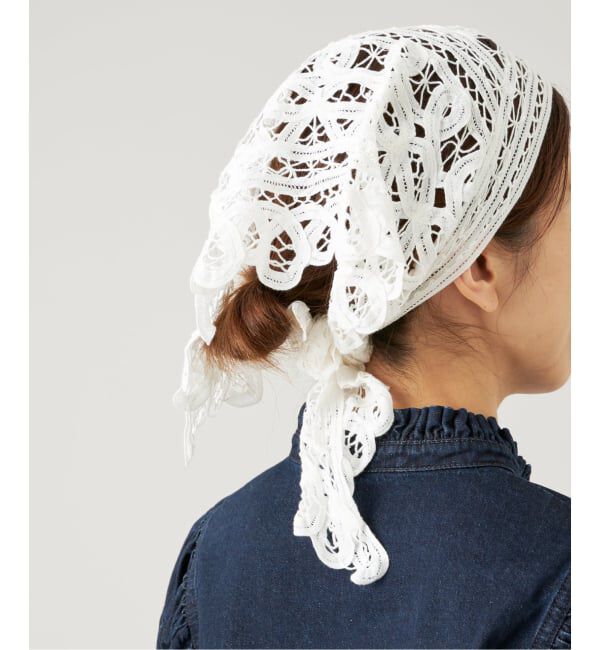 IENA LA BOUCLE「《追加》IENA LA BOUCLE バテンレースバブーシュカ」|バンダナ・スカーフ|