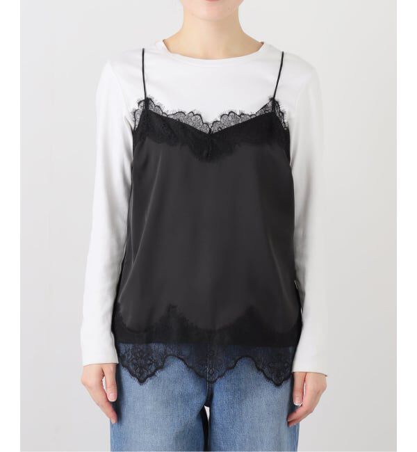 SLOBE IENA「サテンレースキャミソール」|キャミソール|
