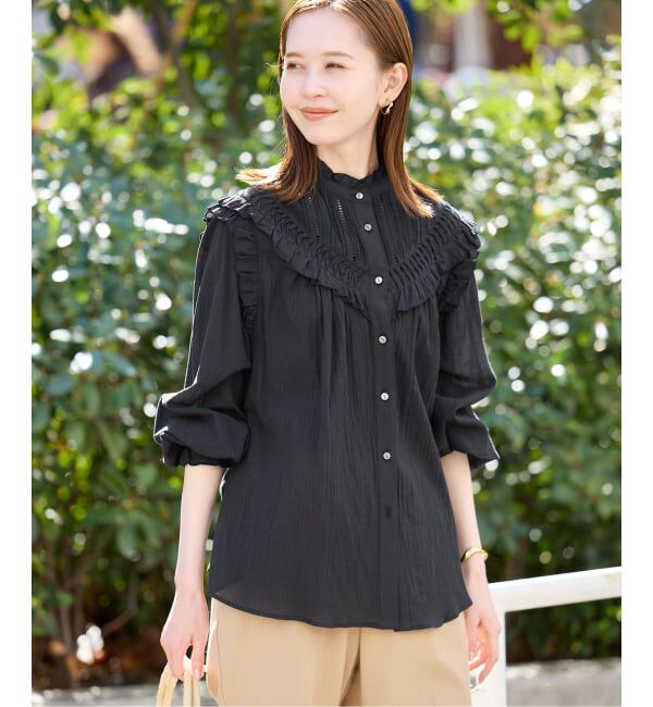 SLOBE IENA「《WEB限定/予約》フリルピンタックブラウス」|シャツ・ブラウス|