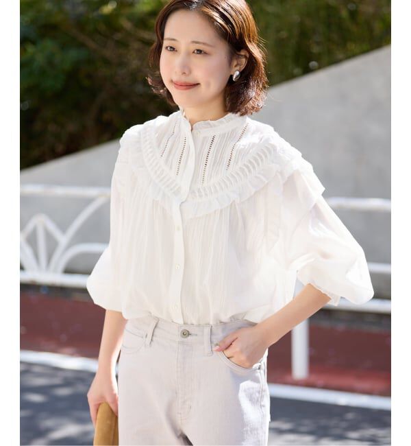 SLOBE IENA「《WEB限定/予約》フリルピンタックブラウス」|シャツ・ブラウス|