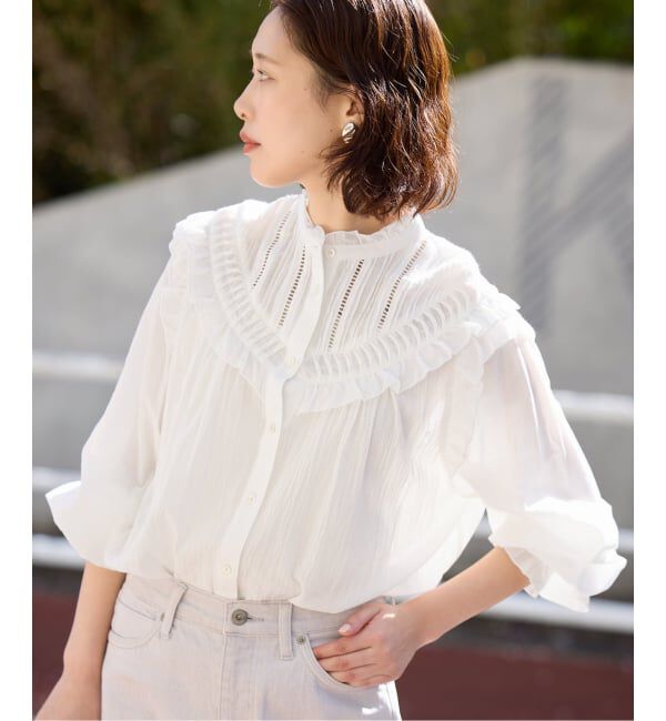 SLOBE IENA「《WEB限定/予約》フリルピンタックブラウス」|シャツ・ブラウス|