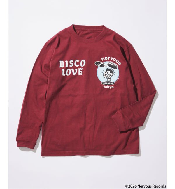JOURNAL STANDARD「Nervous Records / ナーヴァス・レコーズ &times; A-1 CLOTHING  ロンT」|Tシャツ・カットソー|ボルドー