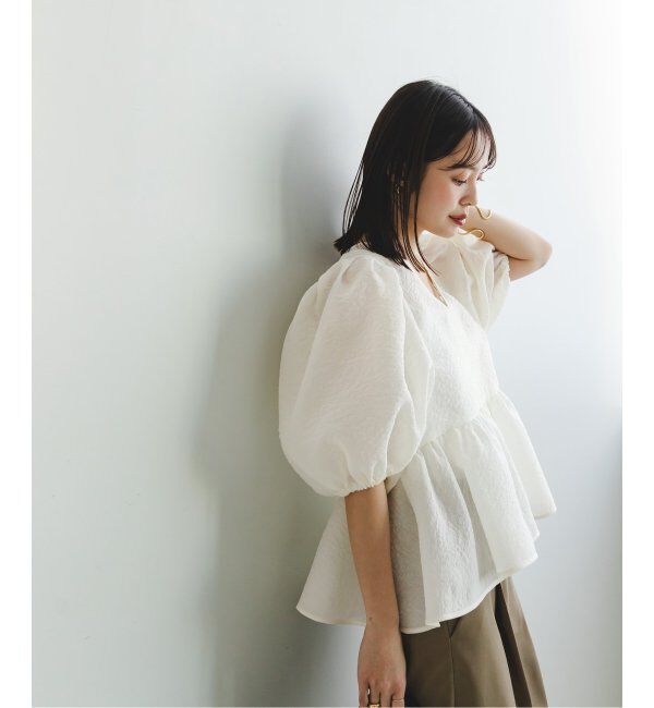 NOBLE「《追加》【洗える】シアーノイズジャガードブラウス」|シャツ・ブラウス|