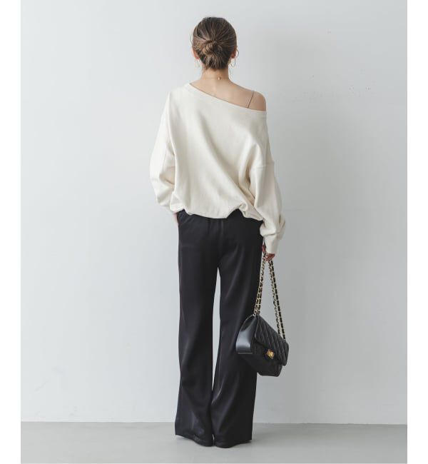 NOBLE「《セットアップ対応》ルナサテンナローフレアタックパンツ」|スラックス|