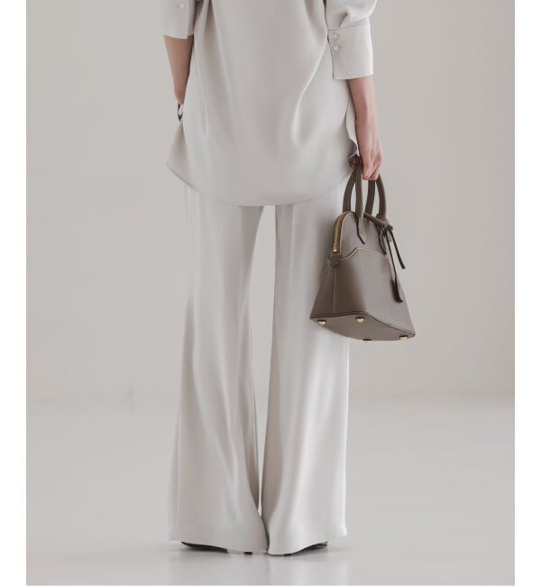 NOBLE「《セットアップ対応》ルナサテンナローフレアタックパンツ」|スラックス|