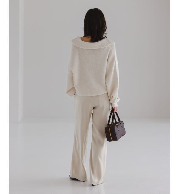 NOBLE「《セットアップ対応》ルナサテンナローフレアタックパンツ」|スラックス|