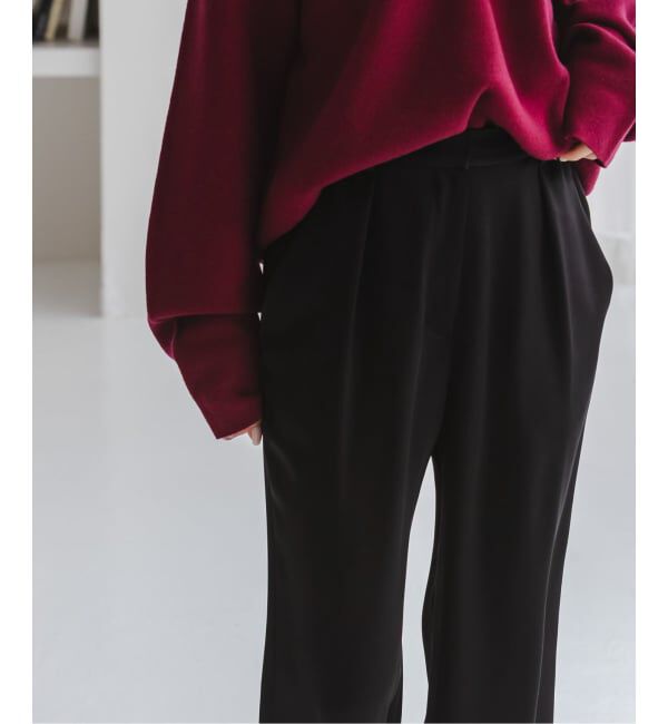 NOBLE「《セットアップ対応》ルナサテンナローフレアタックパンツ」|スラックス|