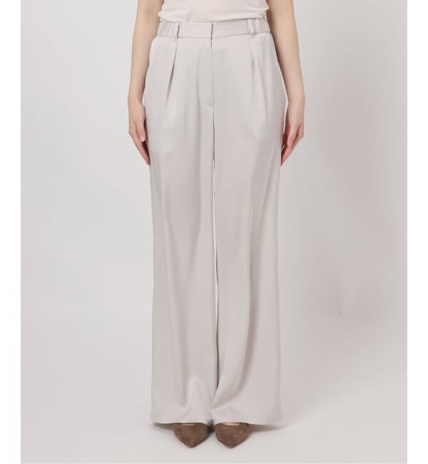 NOBLE「《セットアップ対応》ルナサテンナローフレアタックパンツ」|スラックス|