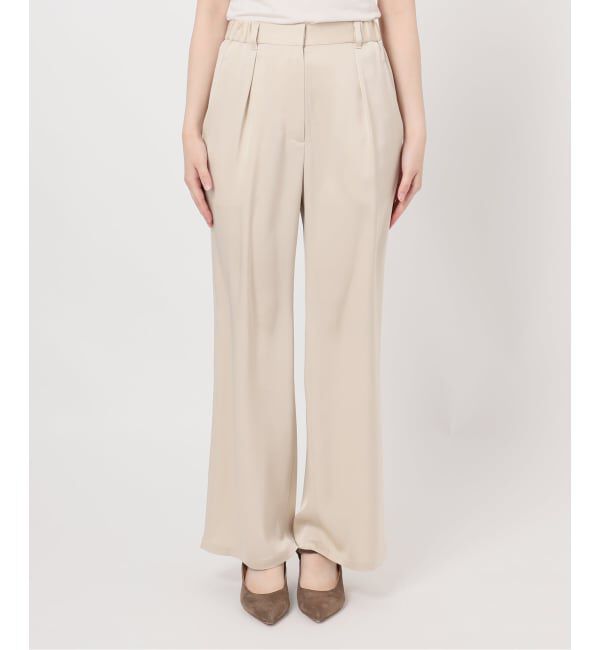 NOBLE「《セットアップ対応》ルナサテンナローフレアタックパンツ」|スラックス|