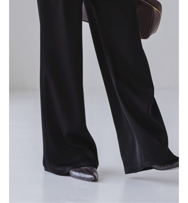 NOBLE「《セットアップ対応》ルナサテンナローフレアタックパンツ」|スラックス|