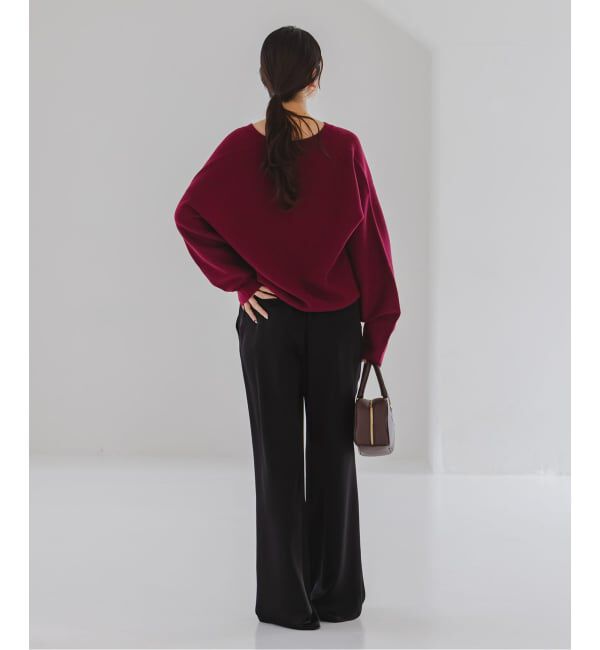 NOBLE「《セットアップ対応》ルナサテンナローフレアタックパンツ」|スラックス|