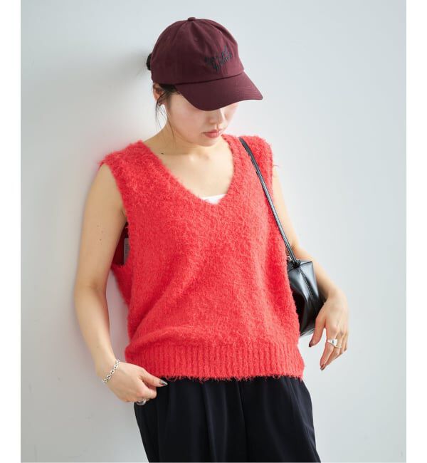 U by SPICK&SPAN「コットンシャギーニットベスト」|ベスト・ジレ|レッド