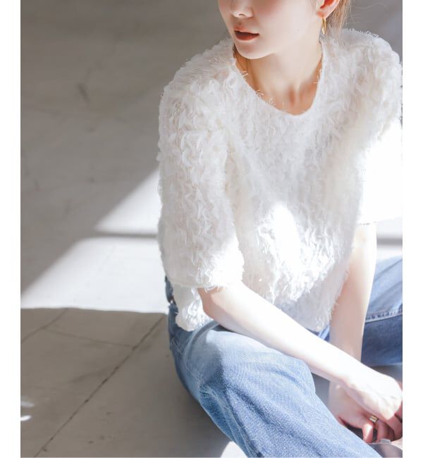 NOBLE「フェザーフリルハーフスリーブブラウス」|シャツ・ブラウス|