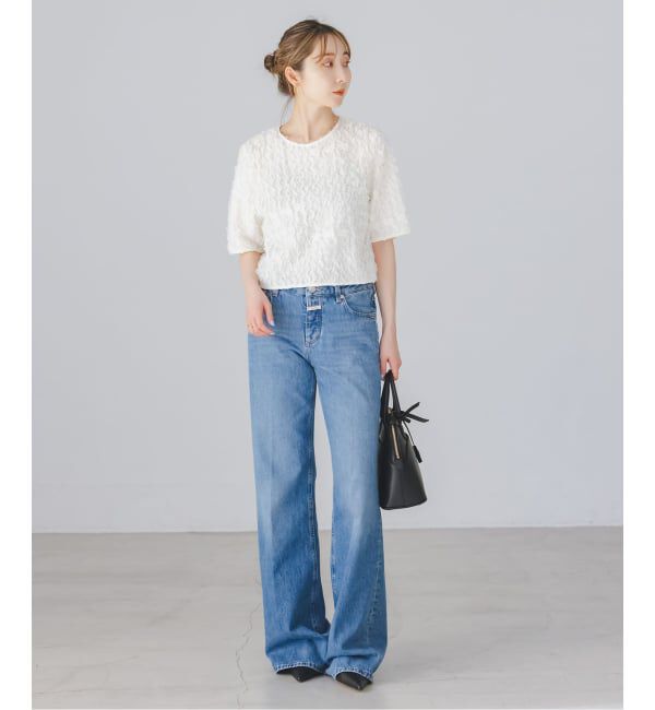 NOBLE「フェザーフリルハーフスリーブブラウス」|シャツ・ブラウス|