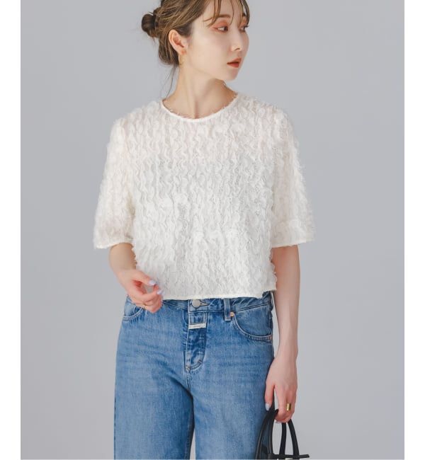 NOBLE「フェザーフリルハーフスリーブブラウス」|シャツ・ブラウス|