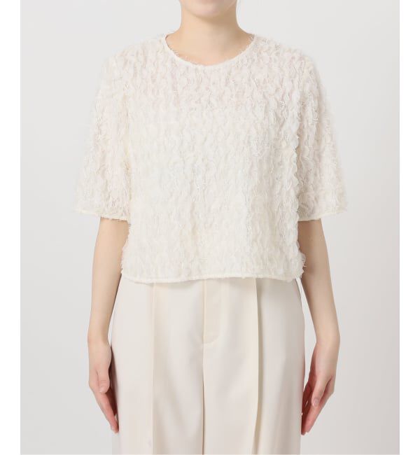 NOBLE「フェザーフリルハーフスリーブブラウス」|シャツ・ブラウス|