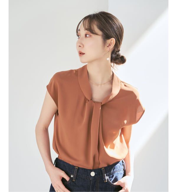 NOBLE「《追加予約》ボウタイライクノースリブラウス」|シャツ・ブラウス|