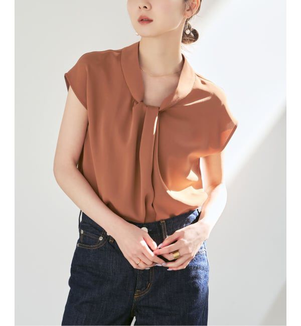 NOBLE「《追加予約》ボウタイライクノースリブラウス」|シャツ・ブラウス|ブラウン D