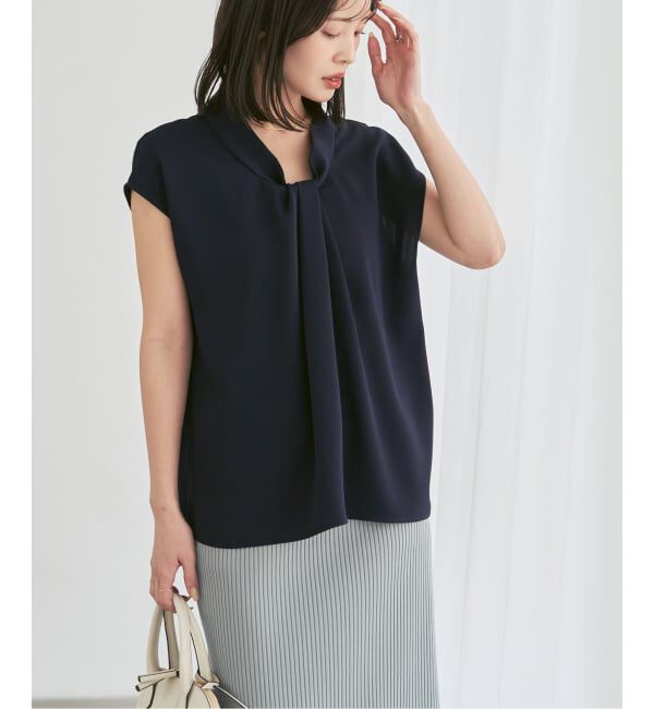 NOBLE「《追加予約》ボウタイライクノースリブラウス」|シャツ・ブラウス|ネイビー