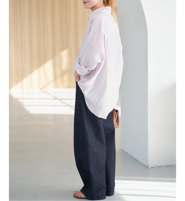 Spick and Span「《ゆったりサイズ》追加予約 80リネンカシュクール ビッグシャツ」|シャツ・ブラウス|