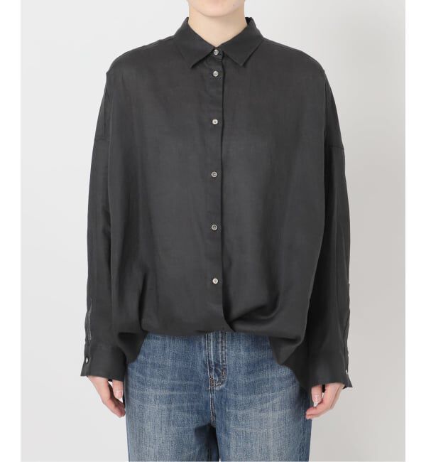 Spick and Span「《ゆったりサイズ》追加予約 80リネンカシュクール ビッグシャツ」|シャツ・ブラウス|