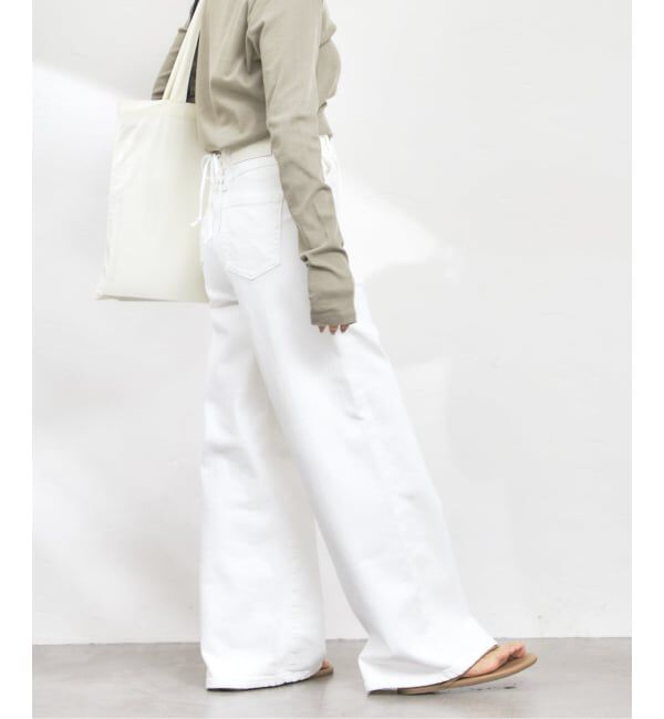 U by SPICK&SPAN「SOMETHING / サムシング LISA LACE UP WIDE」|デニム|ホワイト