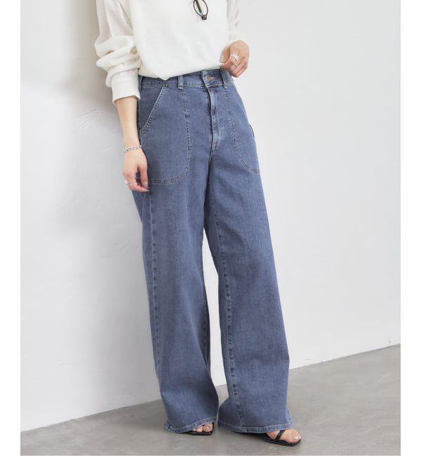 U by SPICK&SPAN「SOMETHING / サムシング LISA LACE UP WIDE」|デニム|