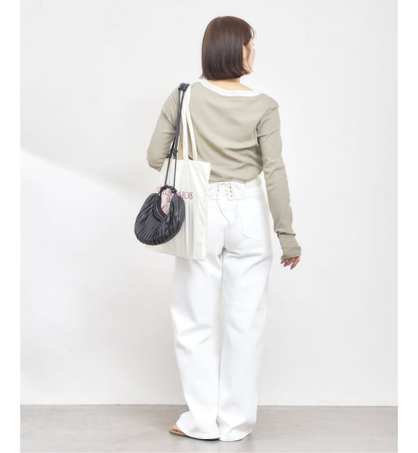 U by SPICK&SPAN「SOMETHING / サムシング LISA LACE UP WIDE」|デニム|