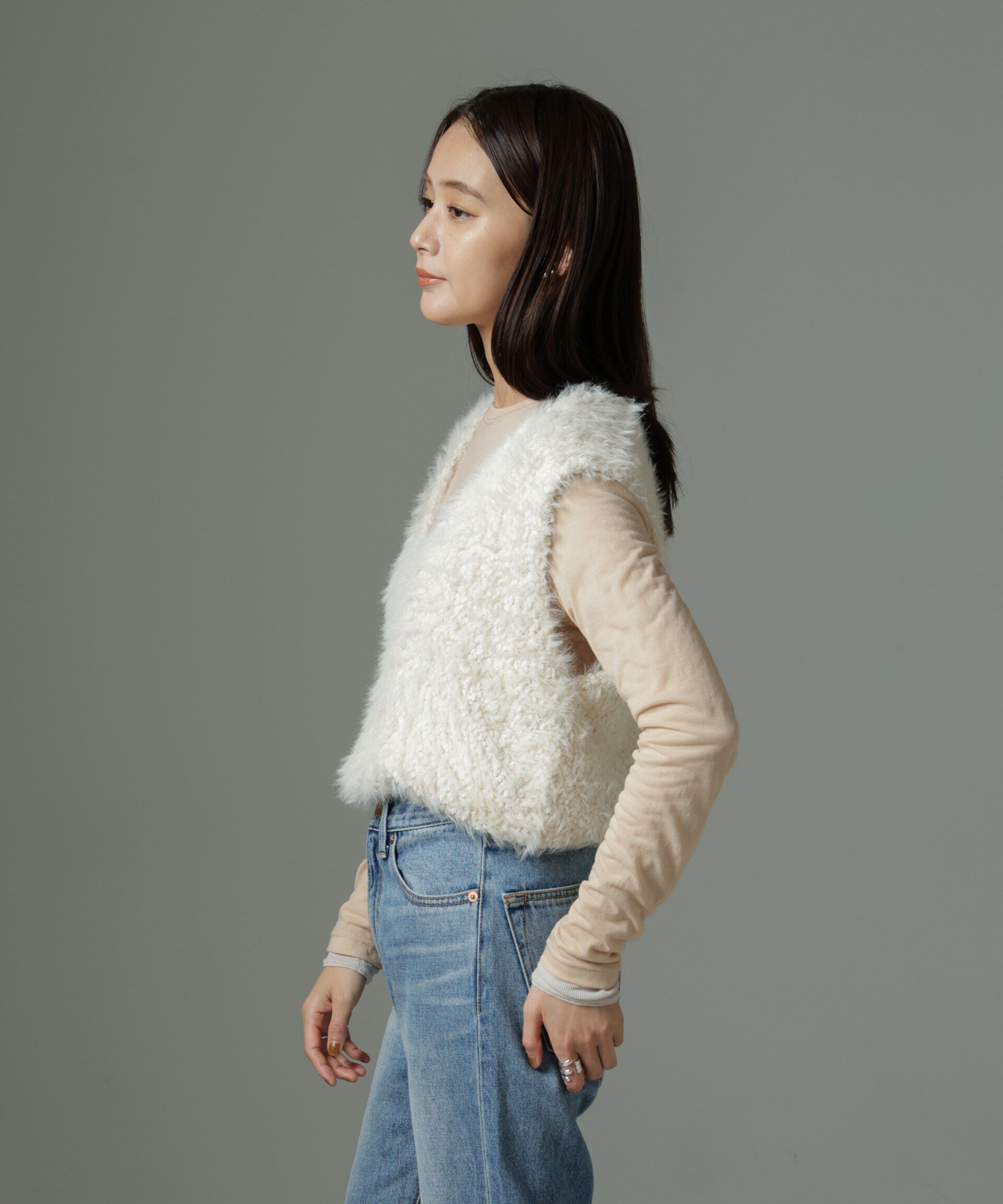 nano･universe「ファンシーシャギーニットベスト」|ニット・セーター|