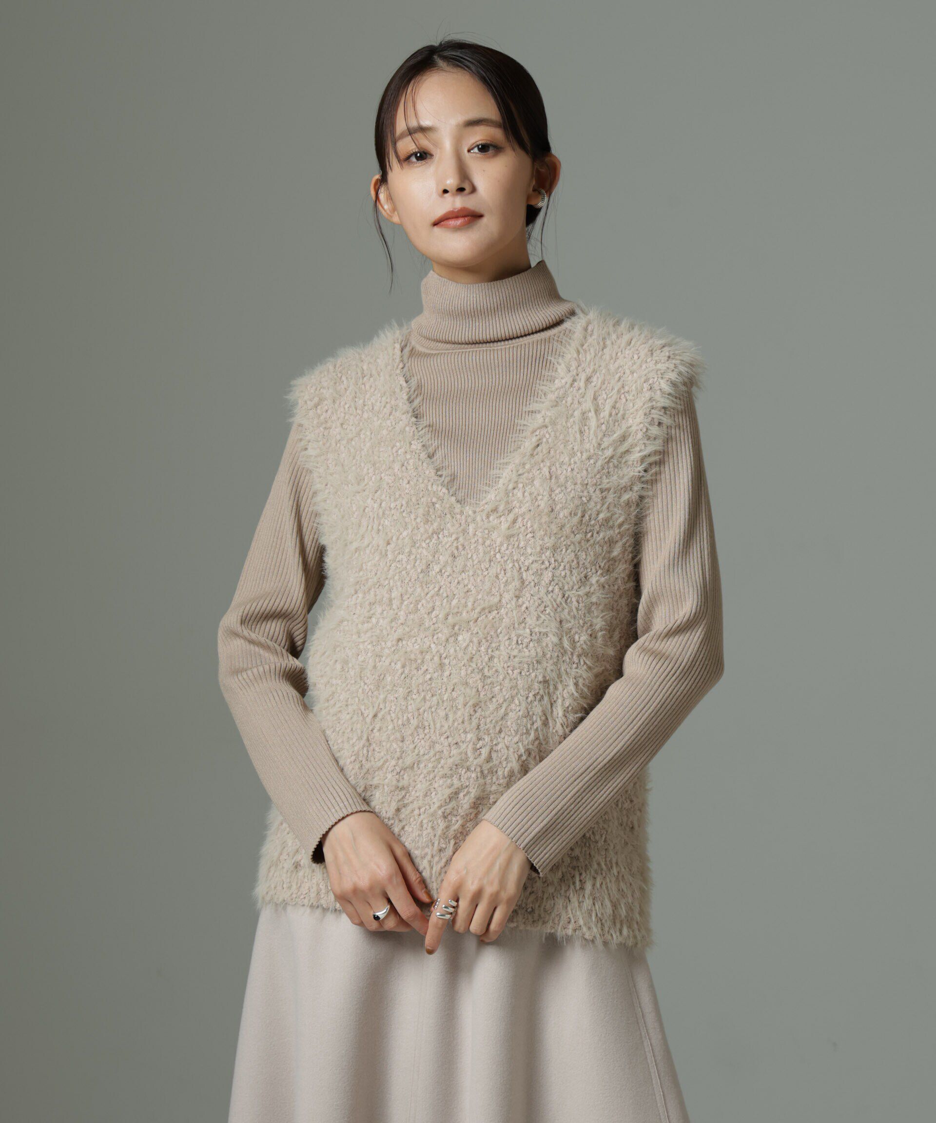 nano･universe「ファンシーシャギーニットベスト」|ニット・セーター|