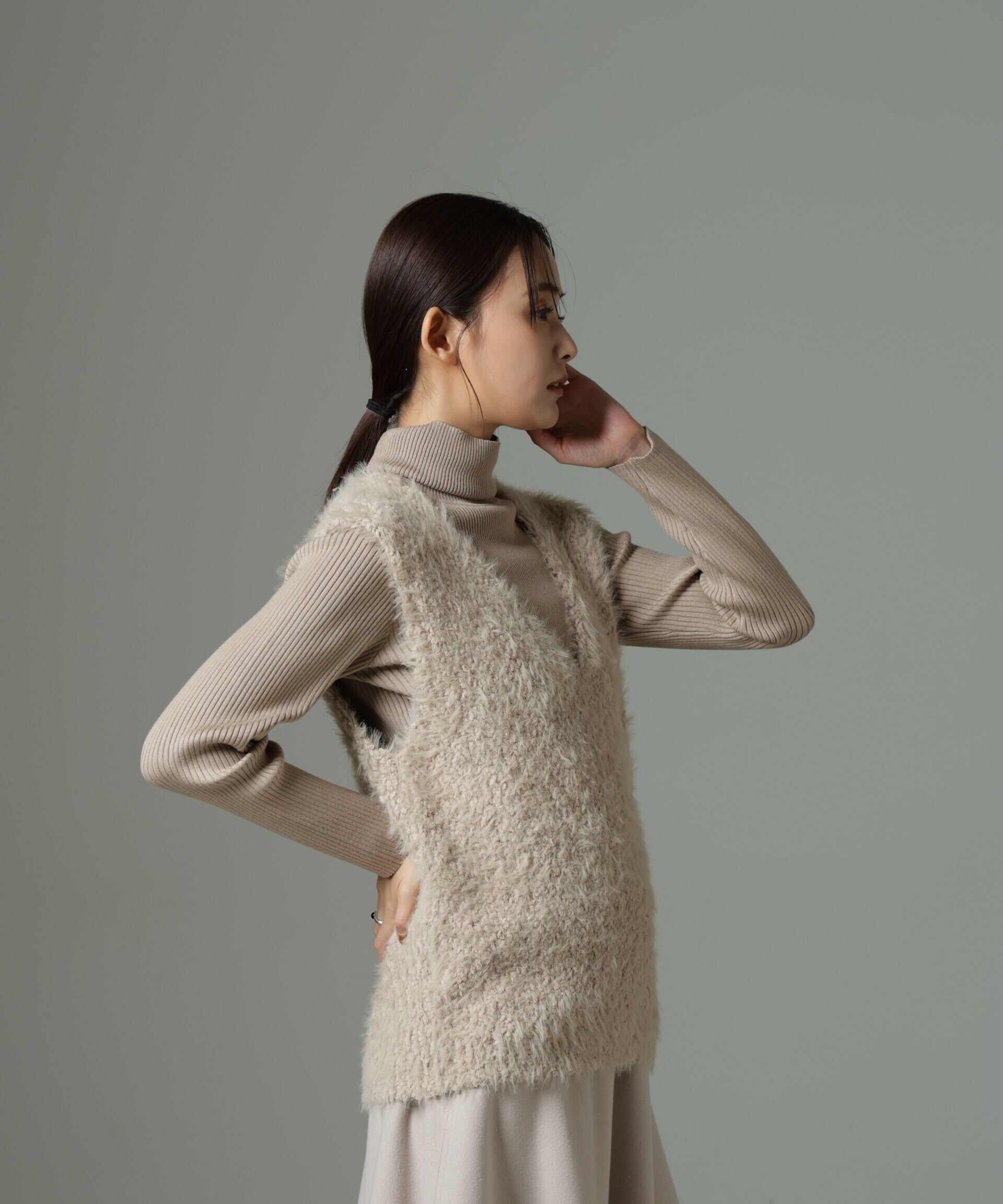 nano･universe「ファンシーシャギーニットベスト」|ニット・セーター|