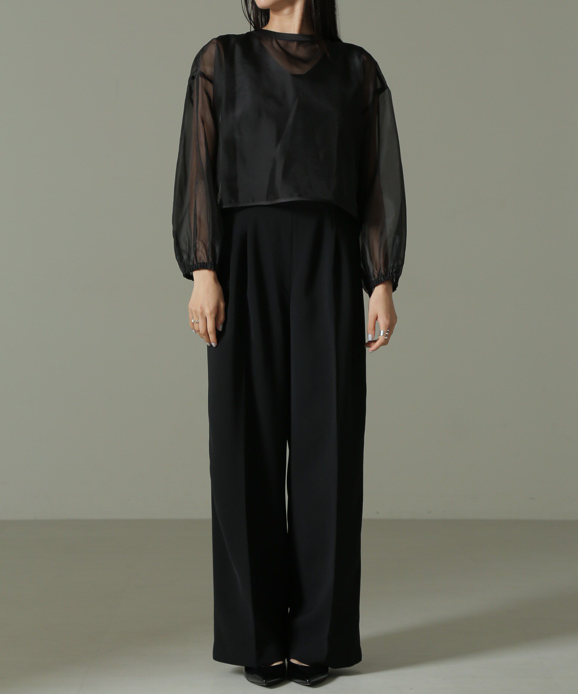 nano･universe「オーガンジーボレロ＆オールインワンセットパンツ」|ワンピース|