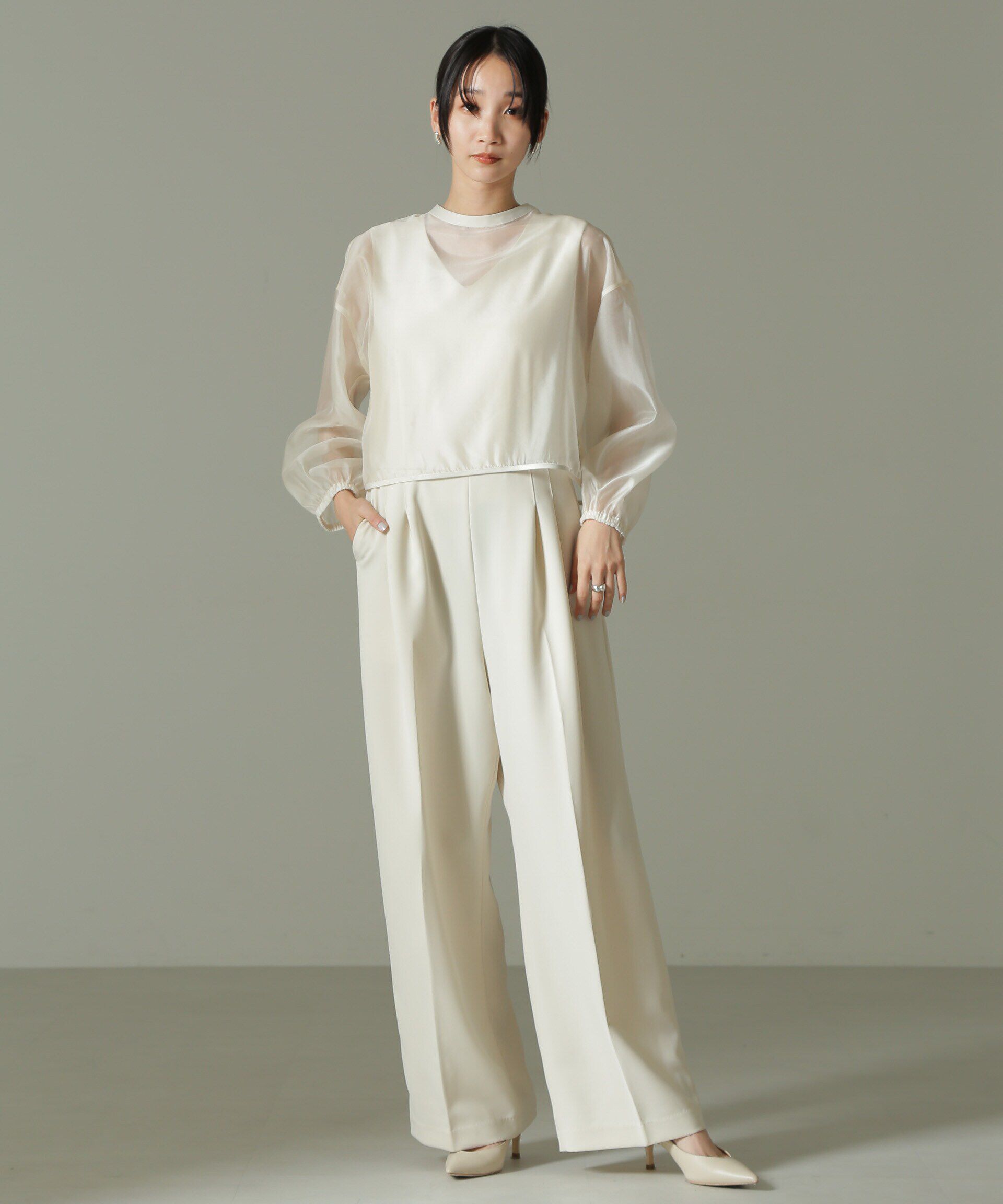 nano･universe「オーガンジーボレロ＆オールインワンセットパンツ」|ワンピース|