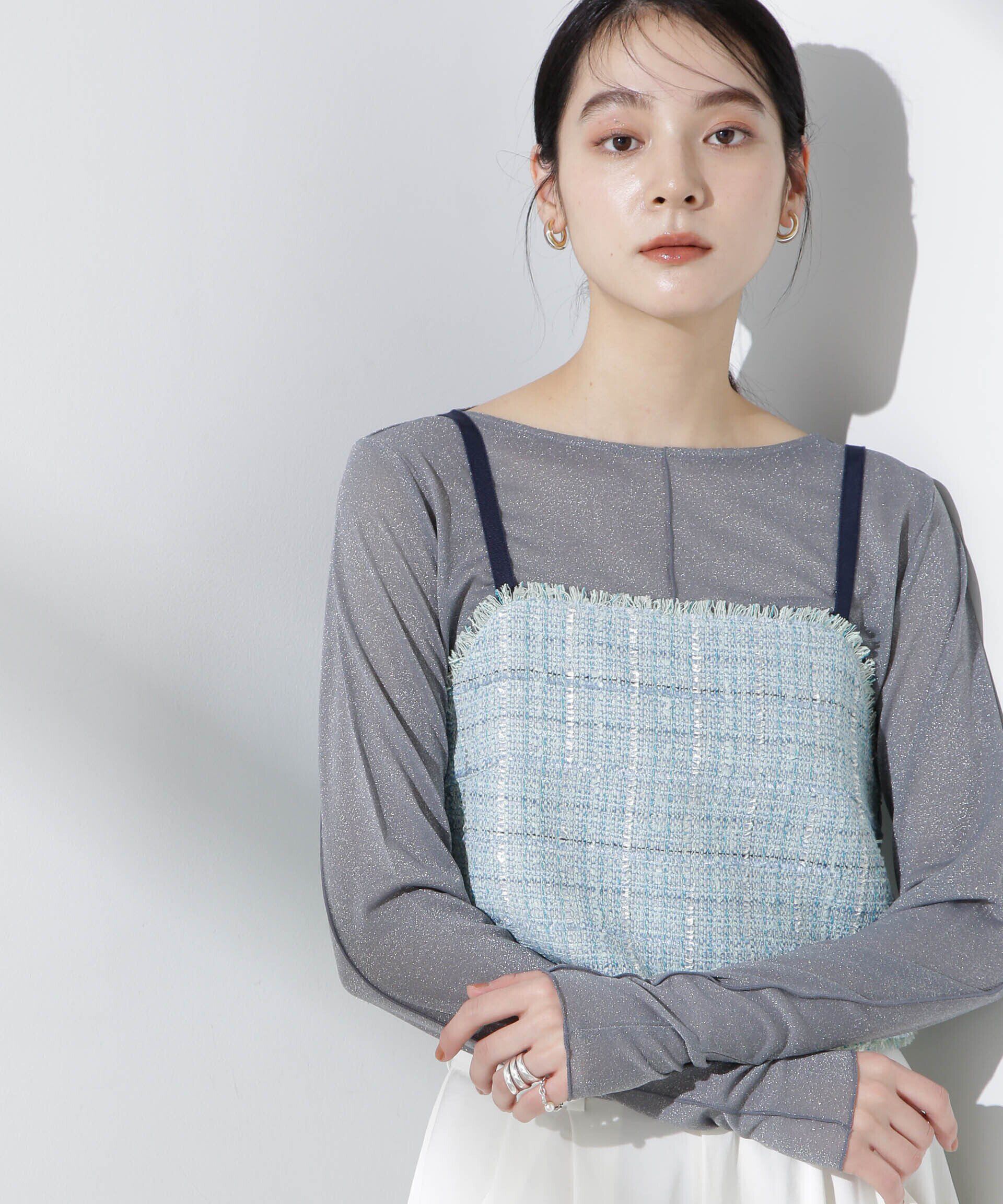 nano･universe「ツィードショートビスチェ」|シャツ・ブラウス|