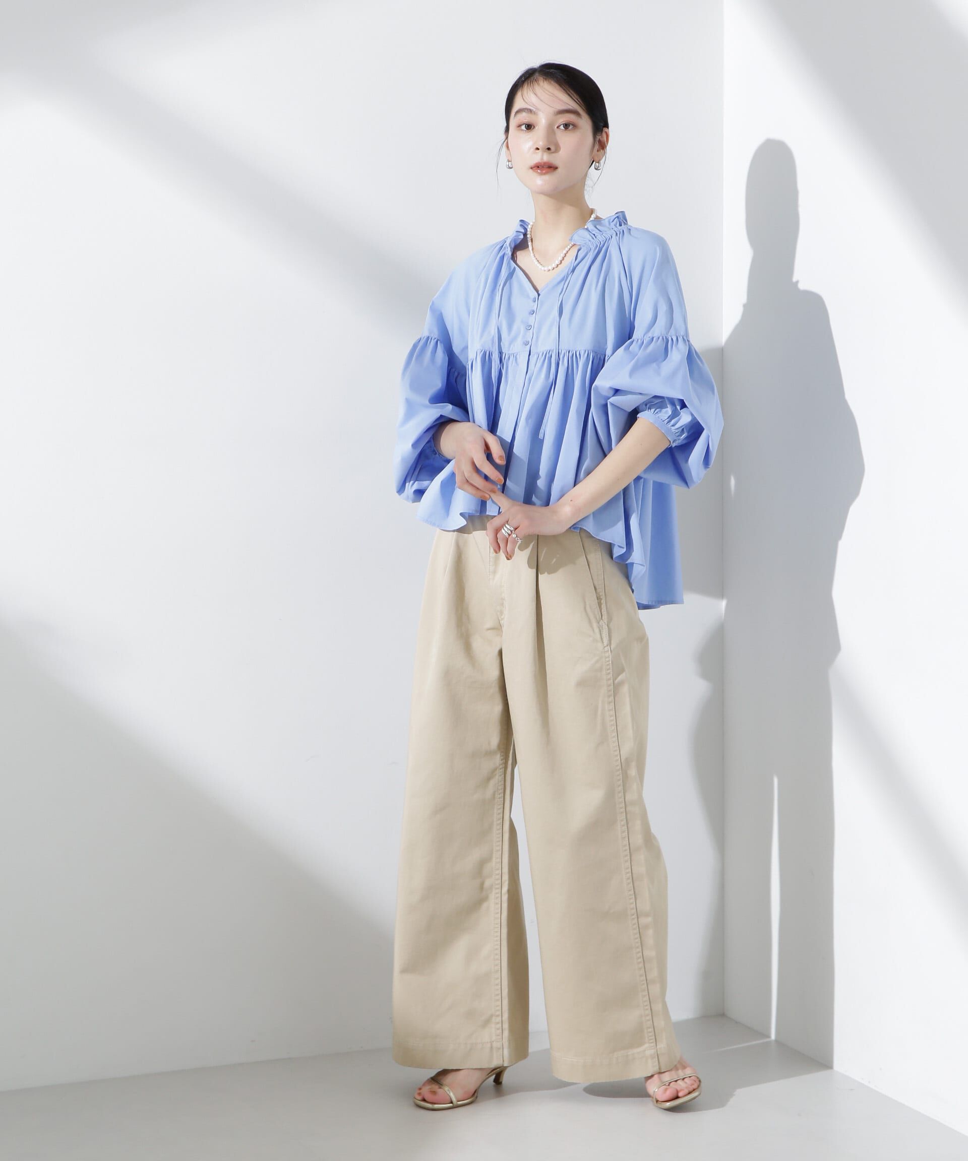 nano･universe「コルセットバギーチノパンツ」|チノ|