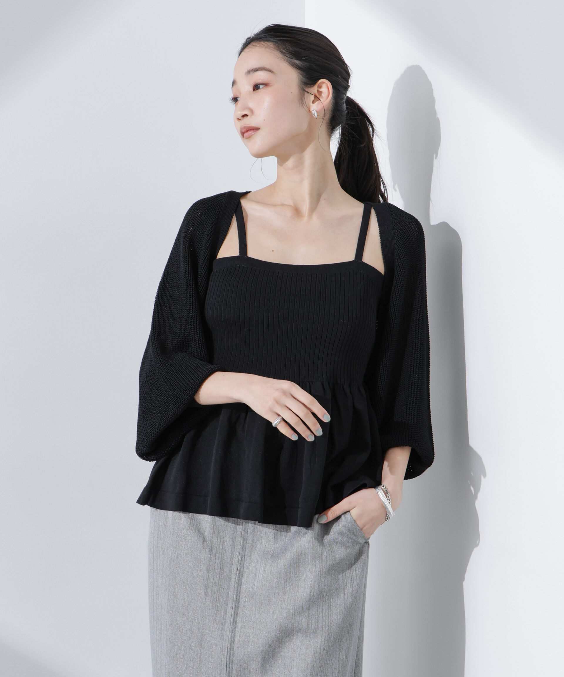 nano･universe「ペプラムキャミソール＋ボレロセット」|ニット・セーター|