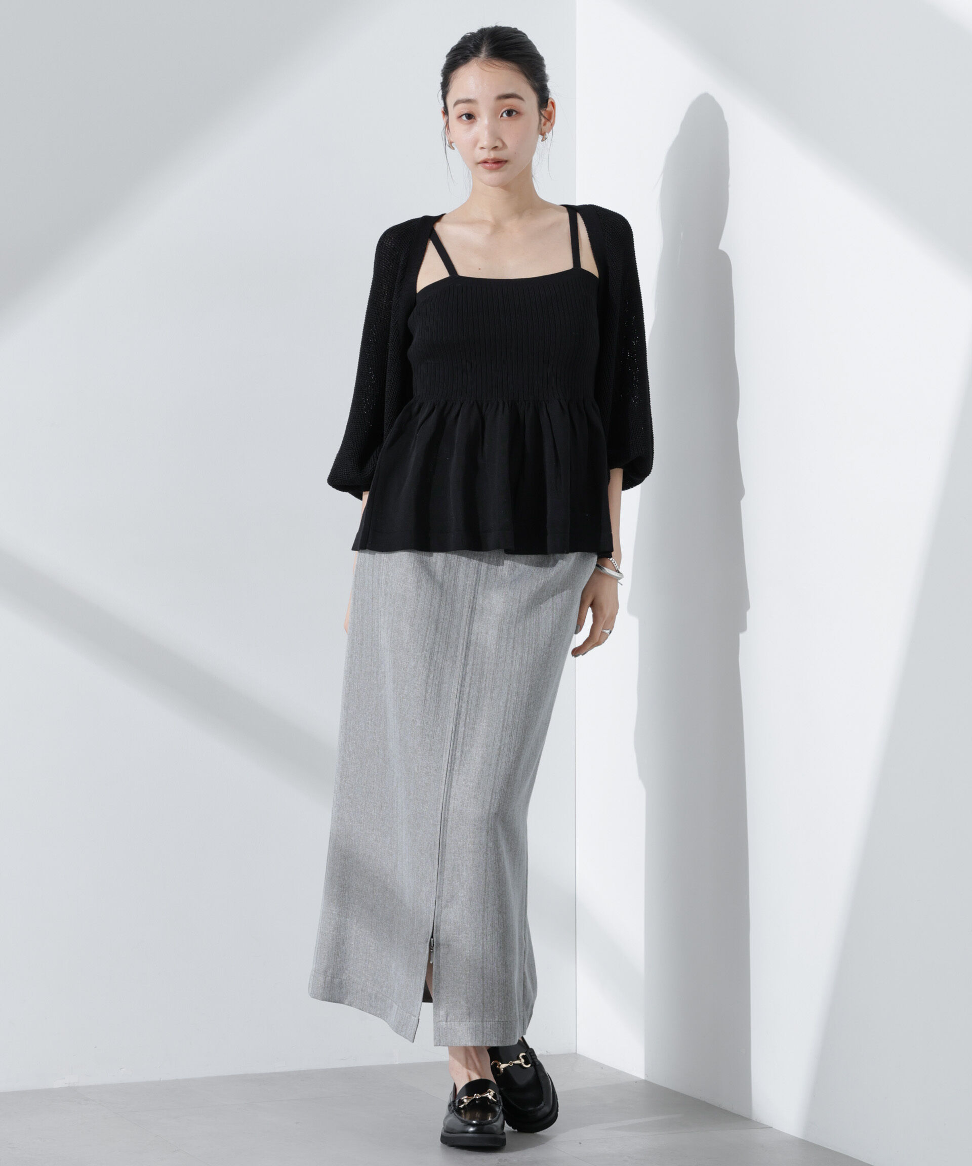 nano･universe「ペプラムキャミソール＋ボレロセット」|ニット・セーター|