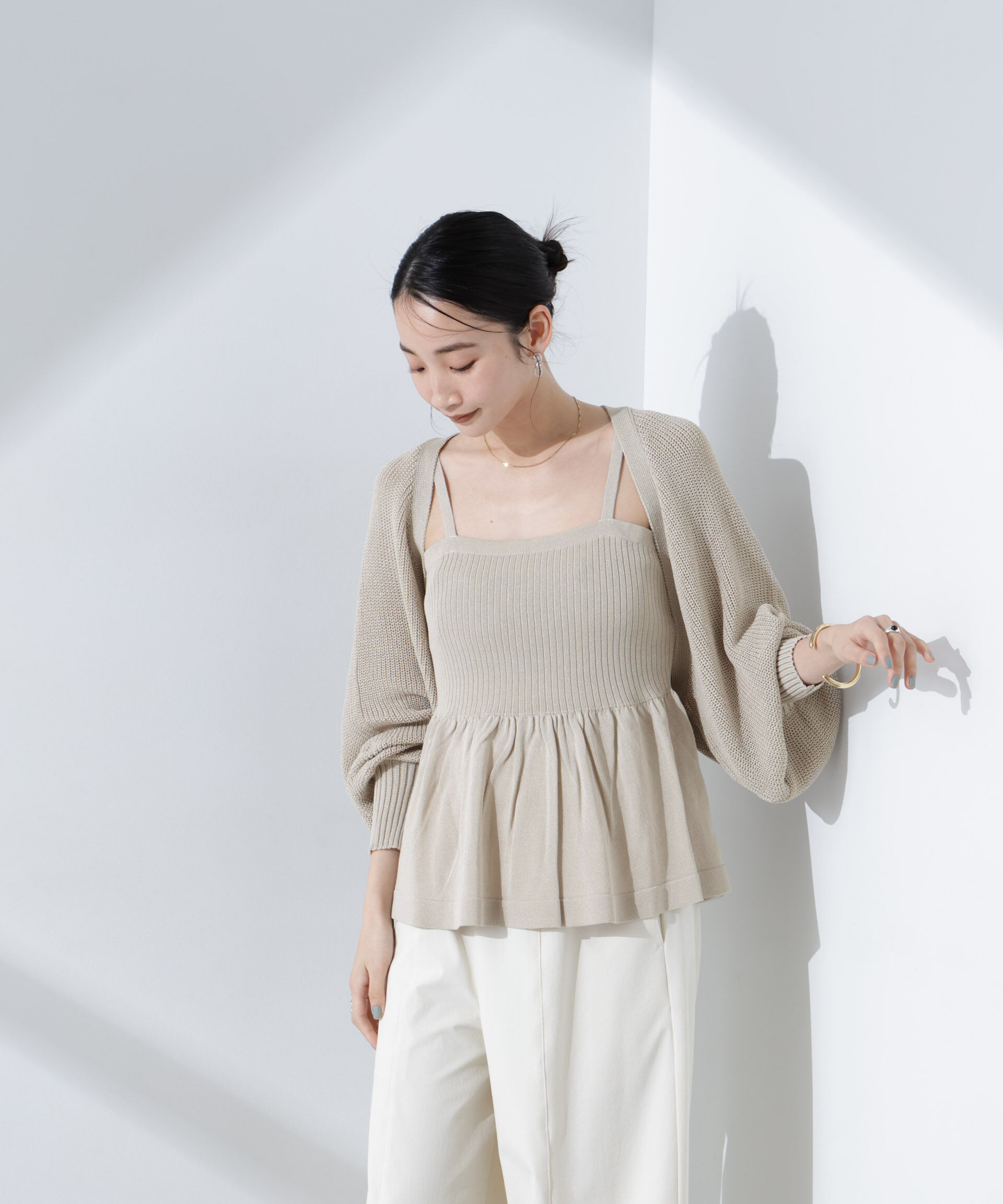 nano･universe「ペプラムキャミソール＋ボレロセット」|ニット・セーター|